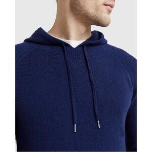 Quince Mongolian Cashmere Pullover Hoodie True Navy Size M